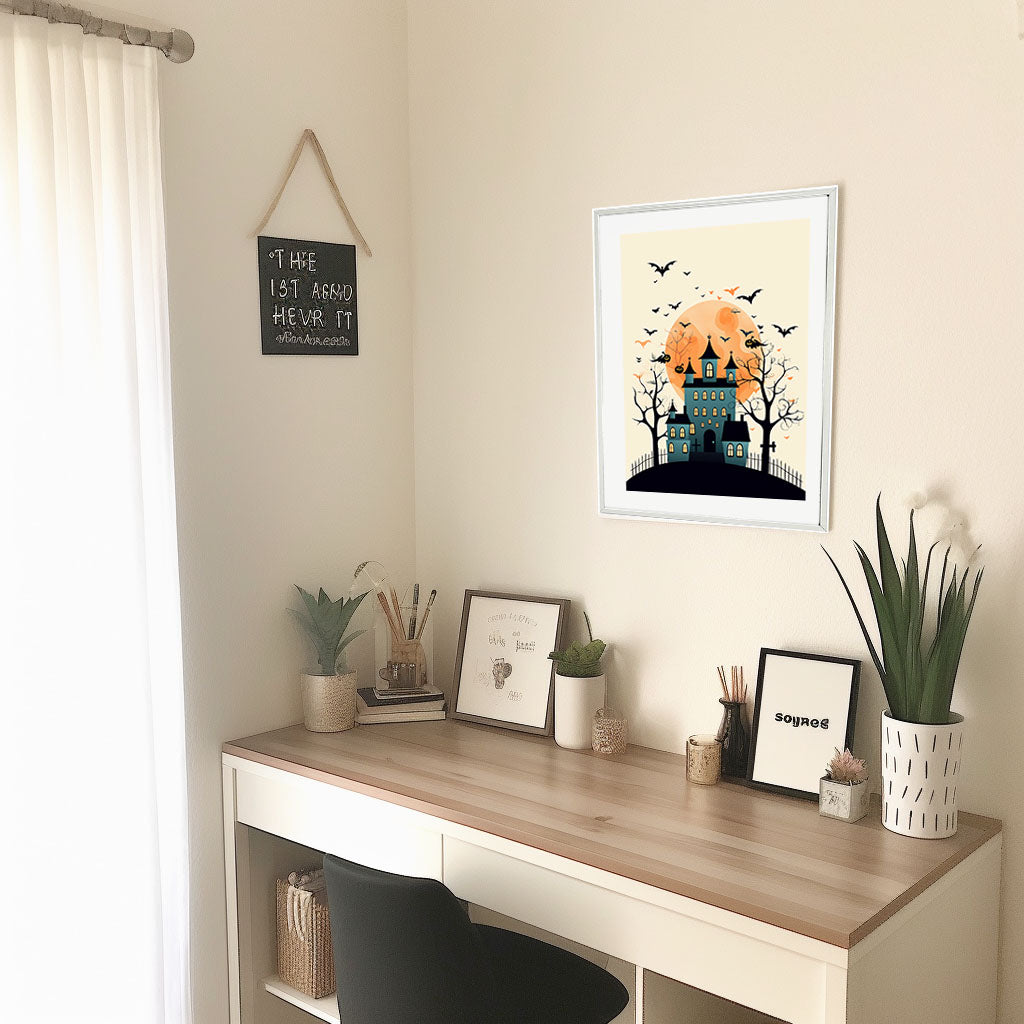 ハロウィンのアートポスター机配置イメージ