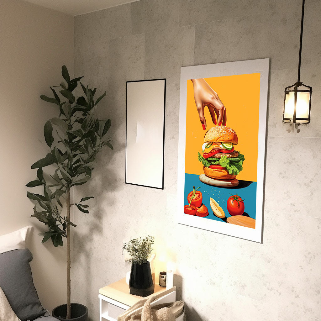 ハンバーガーのアートポスター廊下配置イメージ