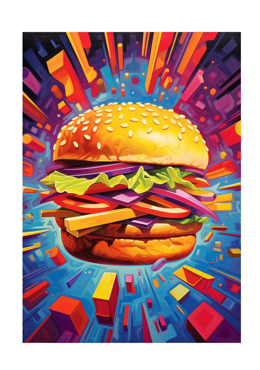 ハンバーガーのアートポスター原画のみ