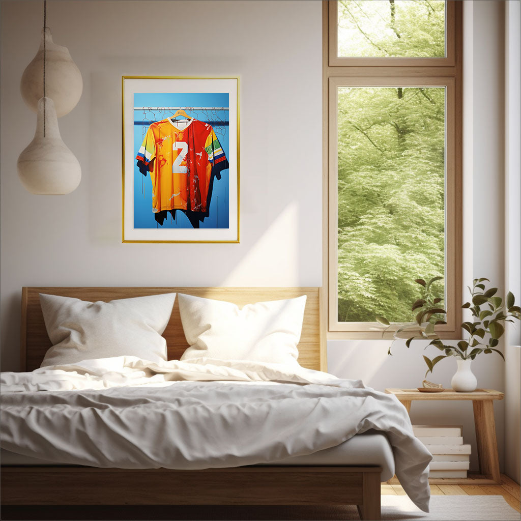 ハンドボールのアートポスター寝室配置イメージ