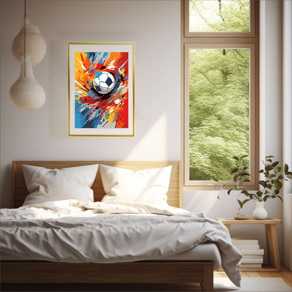 ハンドボールのアートポスター寝室配置イメージ
