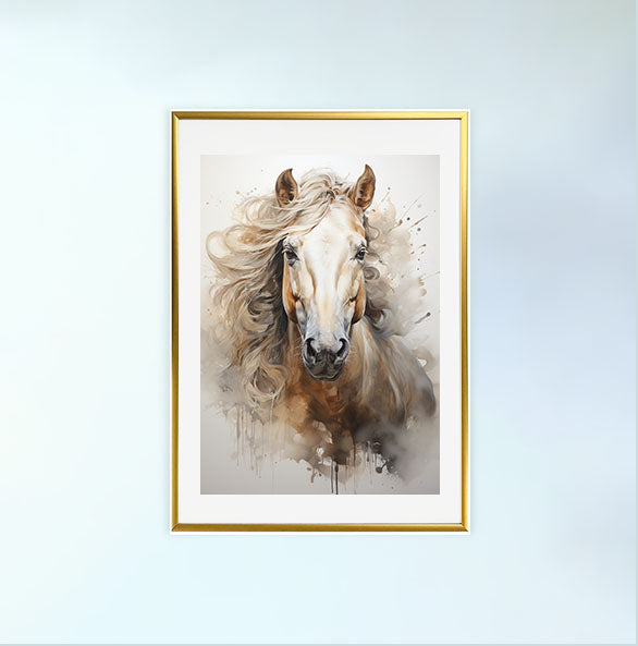馬のアートポスター金フレームあり