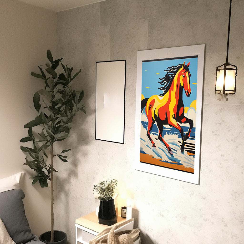 馬のアートポスター廊下配置イメージ
