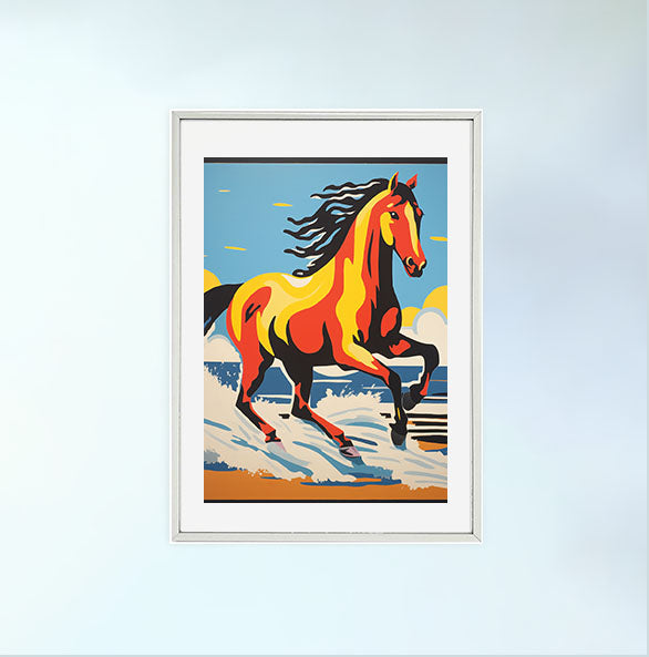 馬のアートポスター銀フレームあり