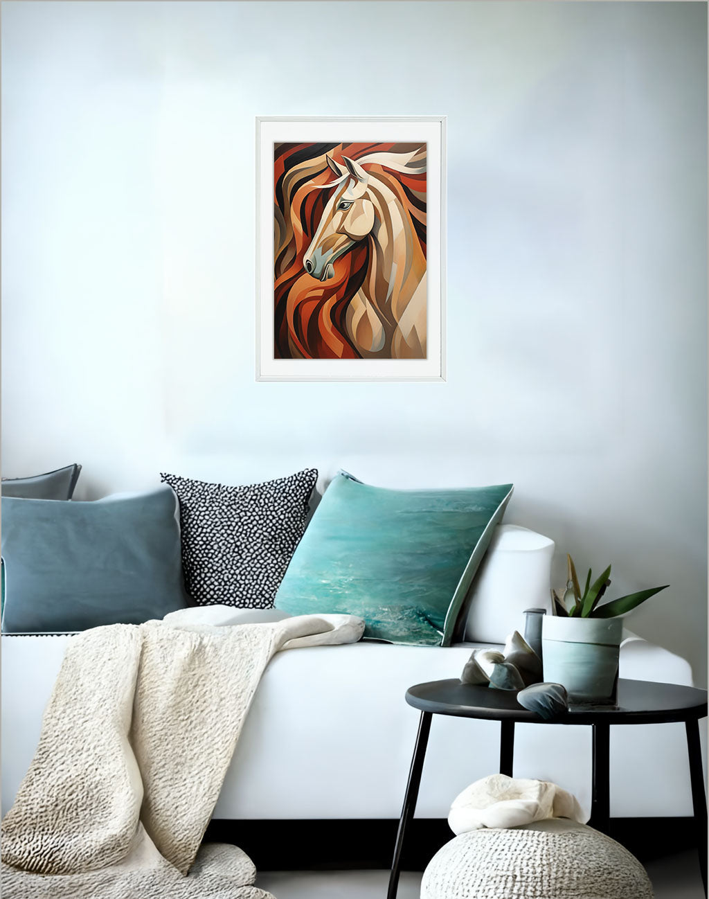 馬のアートポスターソファ配置イメージ