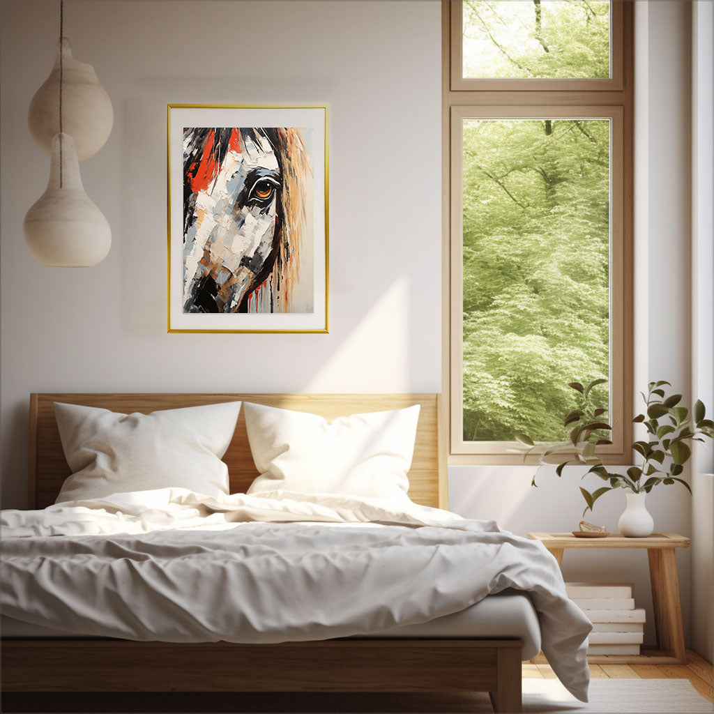 馬のアートポスター寝室配置イメージ