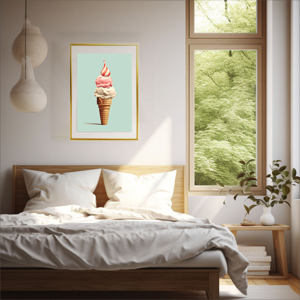 アイスクリームのアートポスター寝室配置イメージ