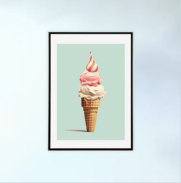 アイスクリームのアートポスター黒フレームあり