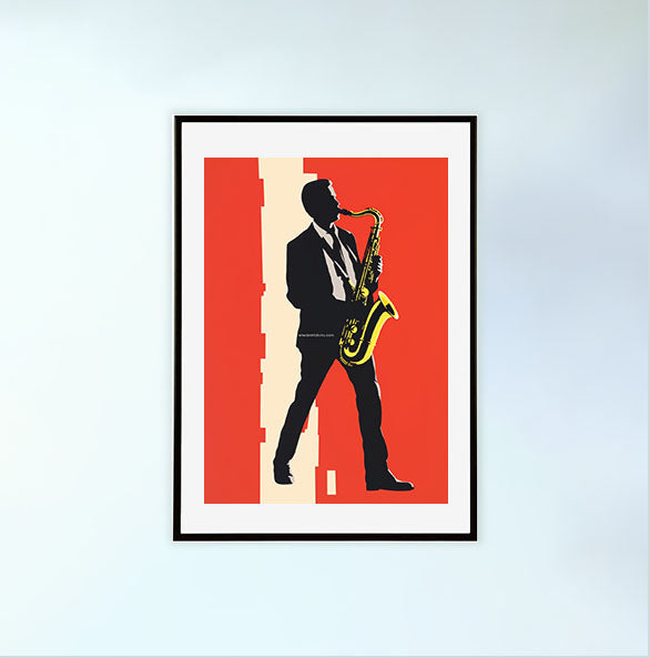 ジャズのアートポスター黒フレームあり
