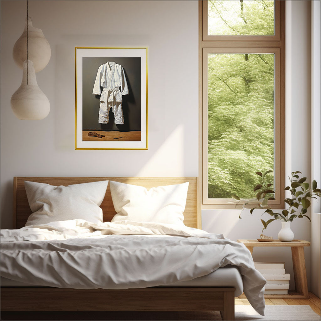 空手のアートポスター寝室配置イメージ