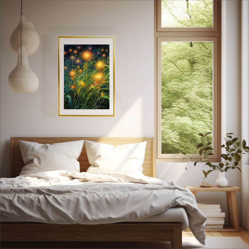ホタルのアートポスター寝室配置イメージ