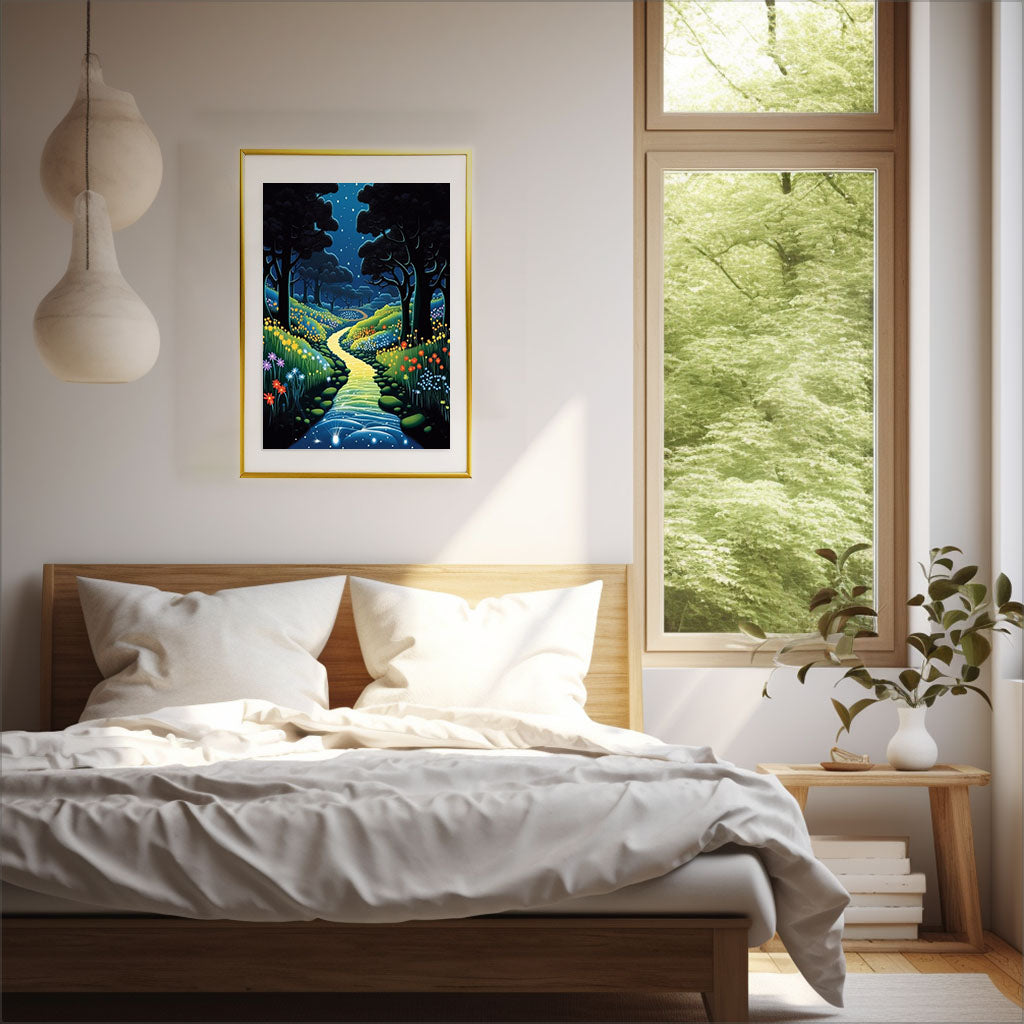 ホタルのアートポスター寝室配置イメージ