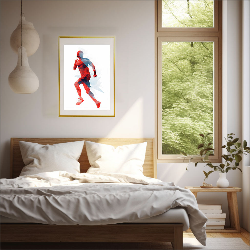 マラソンランナーのアートポスター寝室配置イメージ