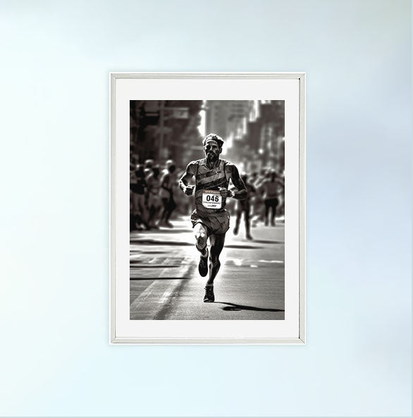 マラソンランナーのアートポスター白フレームあり