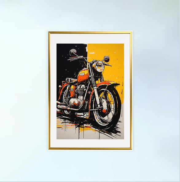 バイクのアートポスター金フレームあり