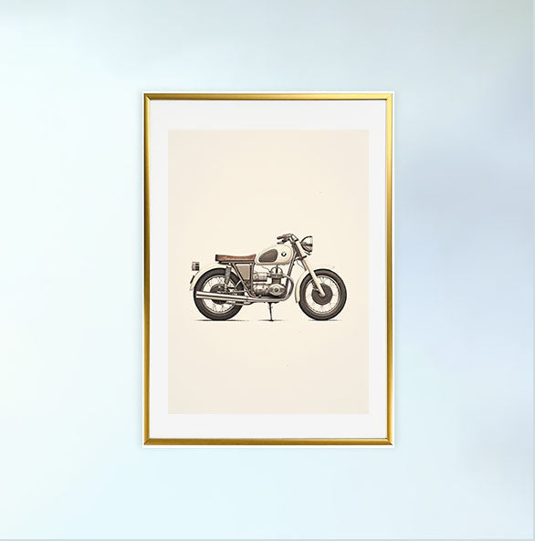 バイクのアートポスター金フレームあり