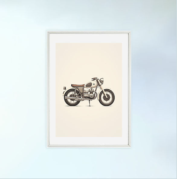 バイクのアートポスター白フレームあり