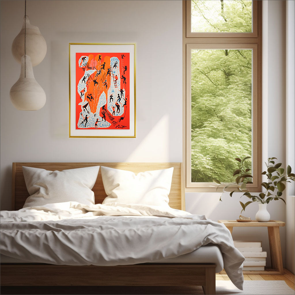 山のアートポスター寝室配置イメージ