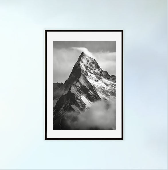 山のアートポスター黒フレームあり