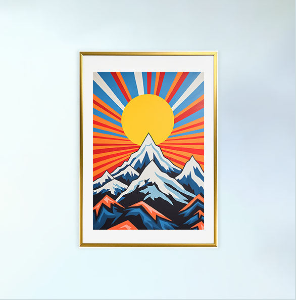 山のアートポスター金フレームあり