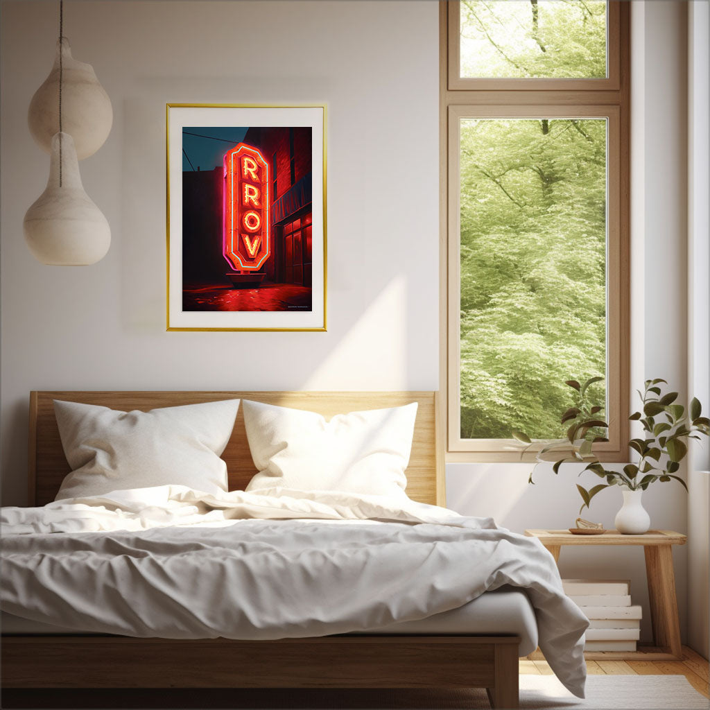 ネオンライトのアートポスター寝室配置イメージ