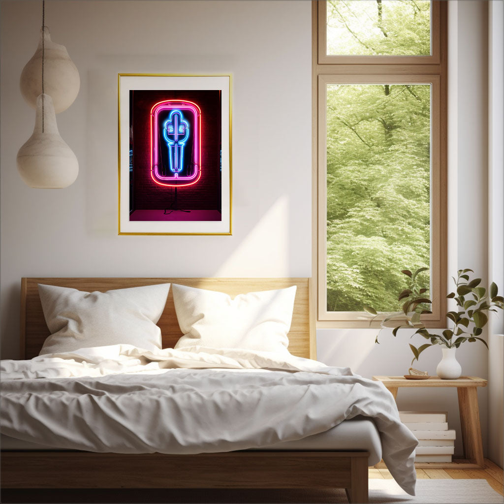 ネオンライトのアートポスター寝室配置イメージ