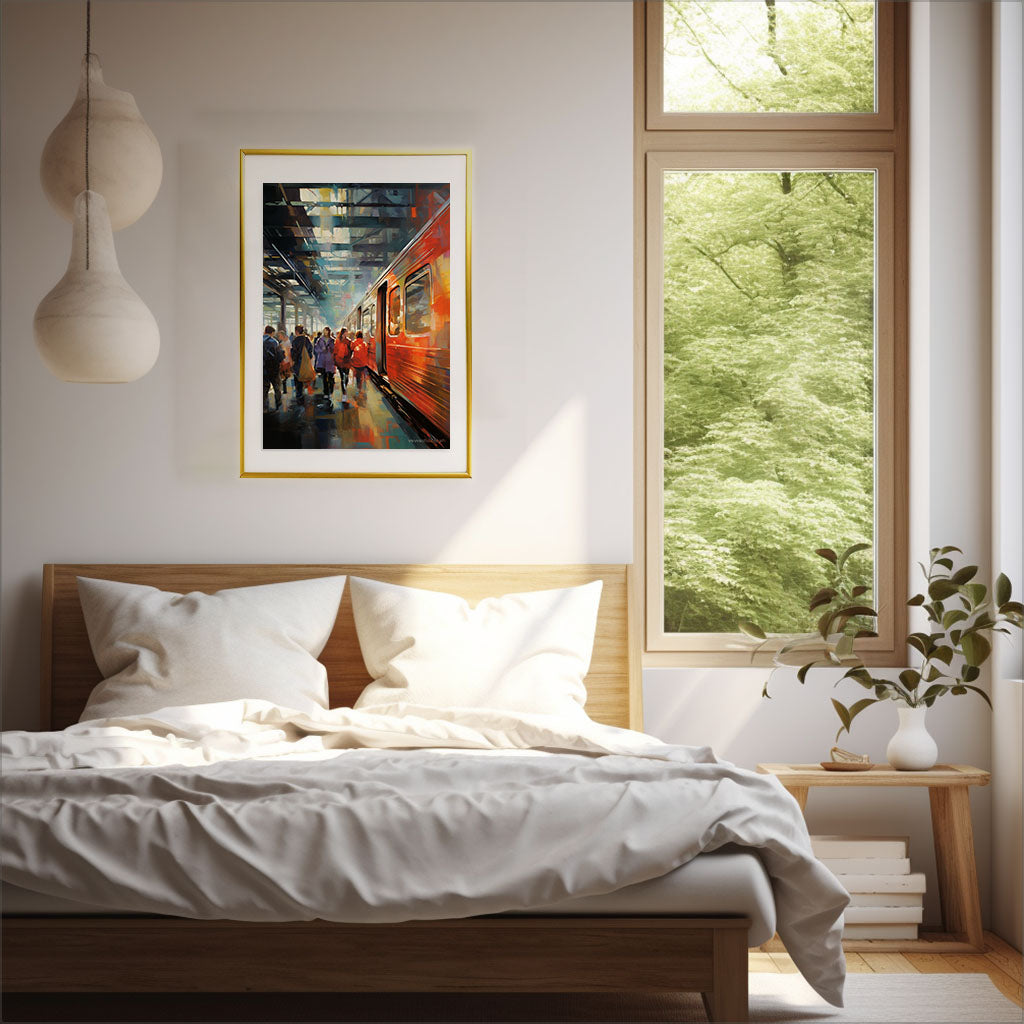 ニューヨークのアートポスター:new_york_0d95 / 地図・都市_都市_のポスター画像寝室に設置したイメージ