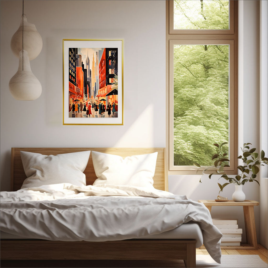ニューヨークのアートポスター:new_york_0dca / 地図・都市_都市_のポスター画像寝室に設置したイメージ