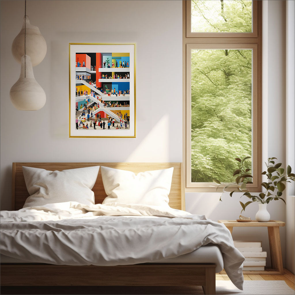 ニューヨークのアートポスター:new_york_2095 / 地図・都市_都市_のポスター画像寝室に設置したイメージ