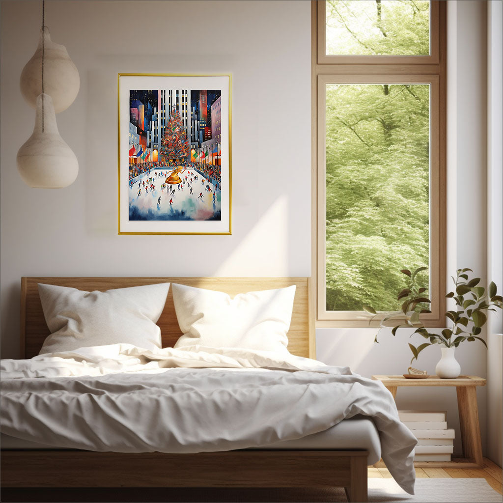 ニューヨークのアートポスター:new_york_2148 / 地図・都市_都市_のポスター画像寝室に設置したイメージ