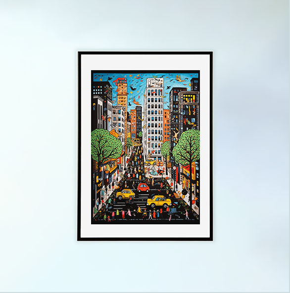ニューヨークのアートポスター:new_york_988f / 地図・都市_都市_のポスター画像黒色のフレームイメージ
