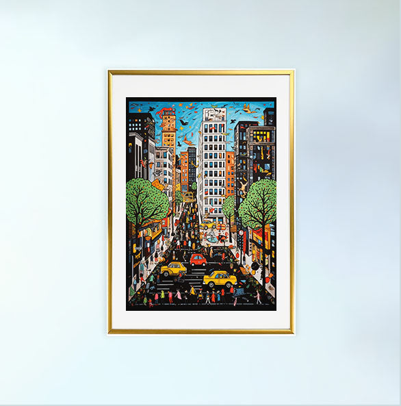ニューヨークのアートポスター:new_york_988f / 地図・都市_都市_のポスター画像金色のフレームイメージ