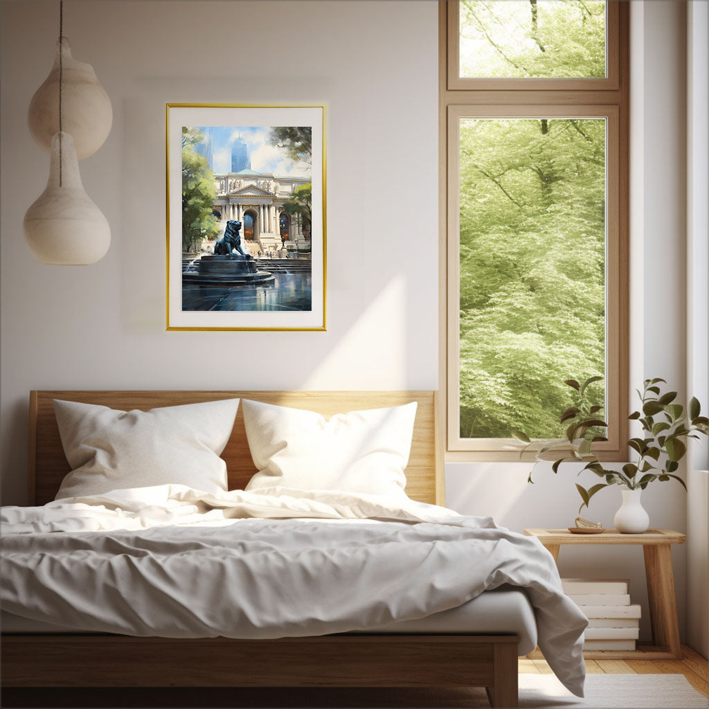 ニューヨークのアートポスター:new_york_9d7f / 地図・都市_都市_のポスター画像寝室に設置したイメージ