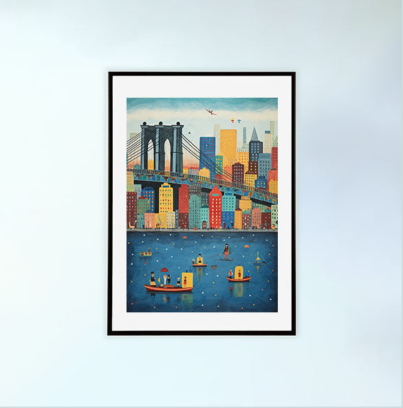 ニューヨークのアートポスター:new_york_a1cb / 地図・都市_都市_のポスター画像黒色のフレームイメージ
