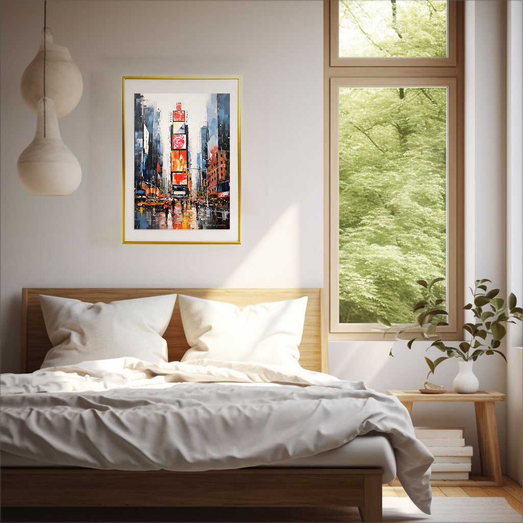 ニューヨークのアートポスター:new_york_a372 / 地図・都市_都市_のポスター画像寝室に設置したイメージ