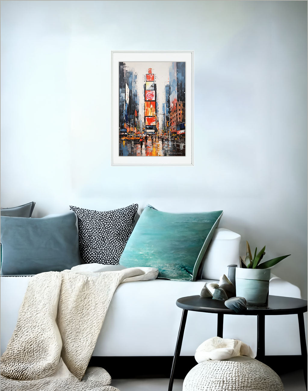 ニューヨークのアートポスター:new_york_a372 / 地図・都市_都市_のポスター画像ソファ近くに設置したイメージ
