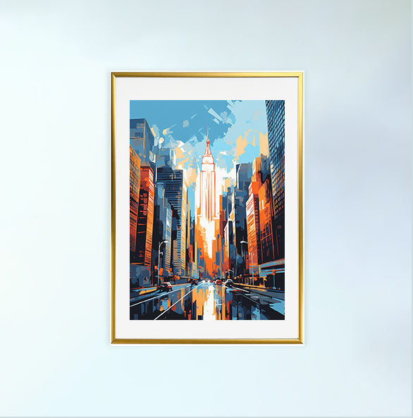 ニューヨークのアートポスター:new_york_af70 / 抽象画_ポップ_地図・都市_都市_のポスター画像金色のフレームイメージ