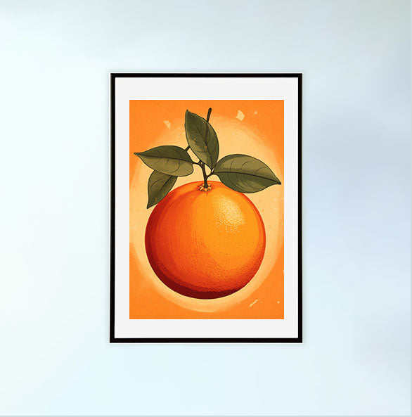 オレンジのアートポスター黒フレームあり