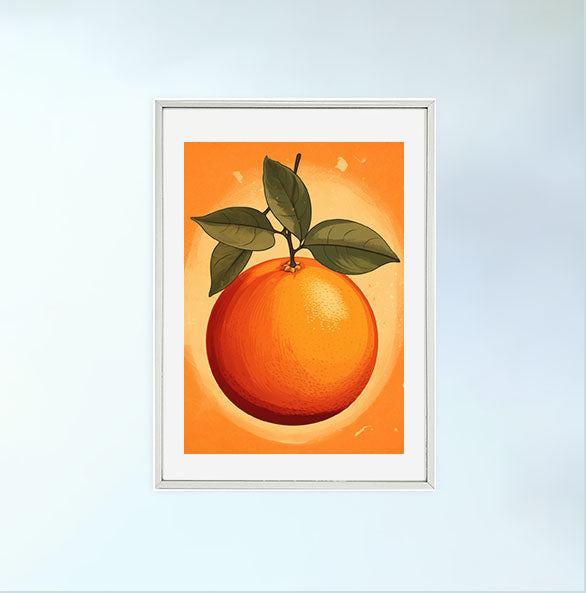 オレンジのアートポスター銀フレームあり