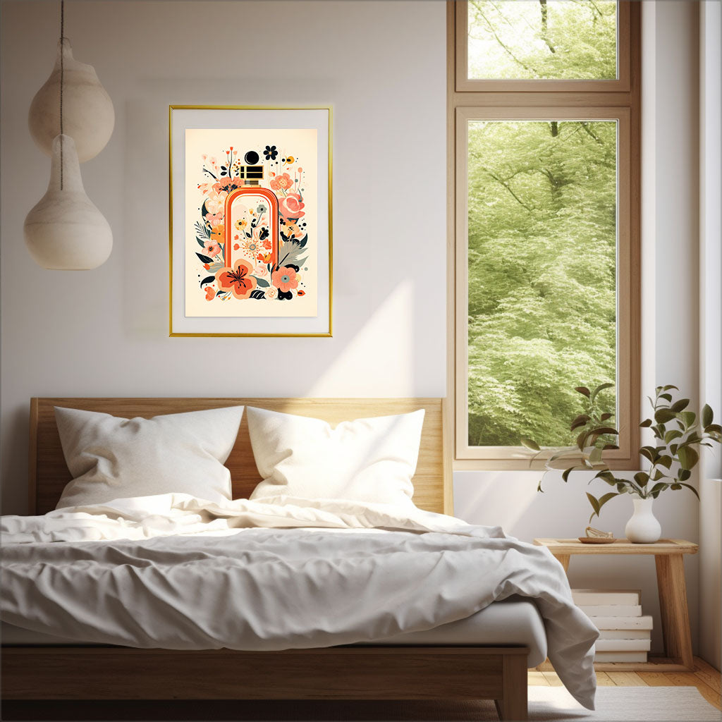 香水のアートポスター:perfume_f025 / 北欧_ポップ_日用品・ライフスタイル__のポスター画像寝室に設置したイメージ