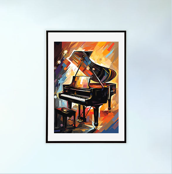 ピアノのアートポスター黒フレームあり