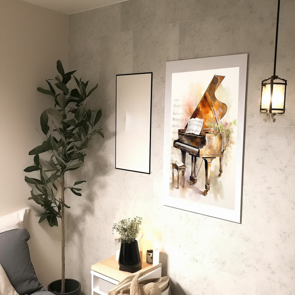 ピアノのアートポスター廊下配置イメージ