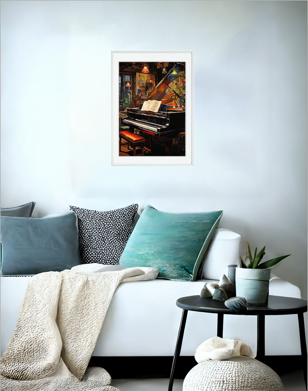 ピアノのアートポスターソファ配置イメージ