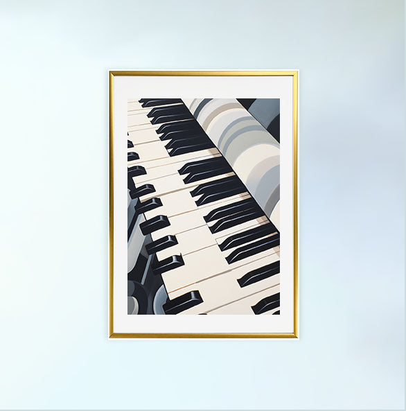 ピアノのアートポスター金フレームあり