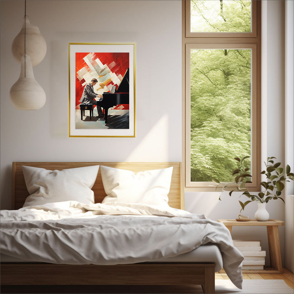 ピアノのアートポスター寝室配置イメージ