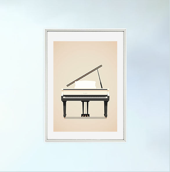 ピアノのアートポスター銀フレームあり