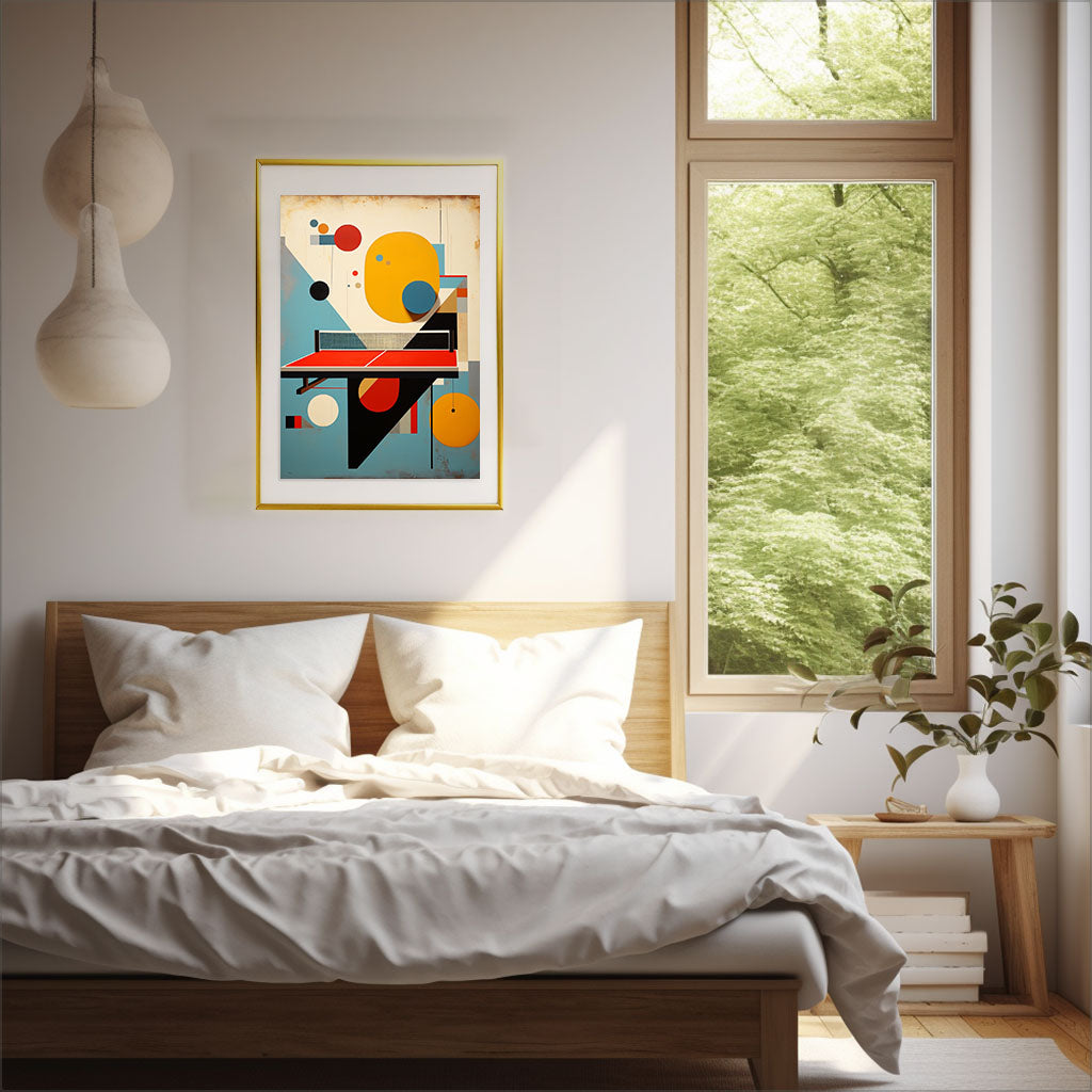 卓球のアートポスター:pingpong_12c8 / 北欧_スポーツ・フィットネス__のポスター画像寝室に設置したイメージ