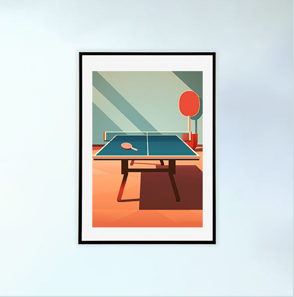 卓球のアートポスター:pingpong_d605 / スポーツ・フィットネス__のポスター画像黒色のフレームイメージ