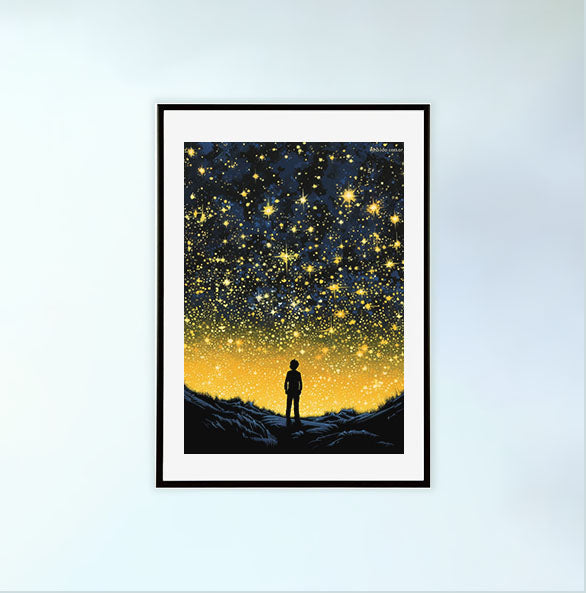 プラネタリウムのアートポスター黒フレームあり