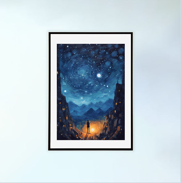 プラネタリウムのアートポスター黒フレームあり